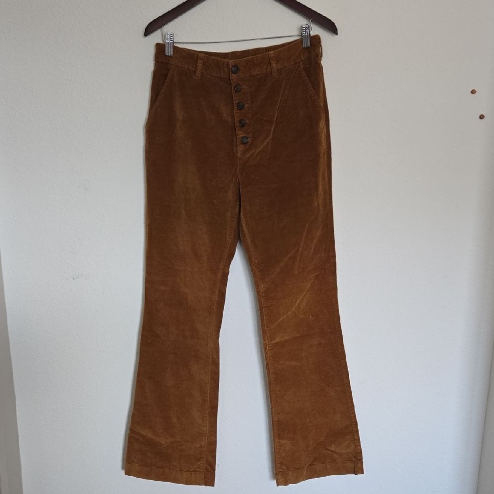 Free People Marlo Corduroy Flare Exposed Button Fly Pants Size 30